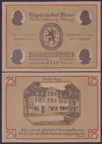 1921 Germany Notgeld 25 Pfennig (Weimar) L001202